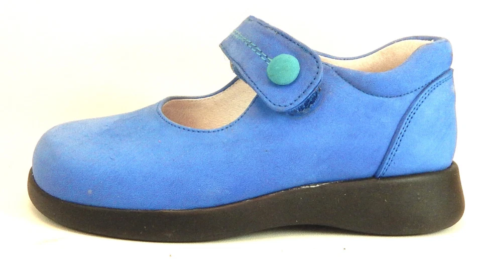 DE OSU - España -OFERTA - Zapatos de vestir escolares de cuero azul para niñas -Europeos 25 -Talla 8 Foto 2 de 4