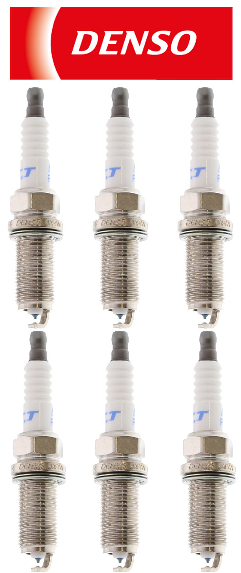 Set of 6 Denso Spark Plugs for Hyundai Genesis 2009, Santa Fe 2007 - 2009