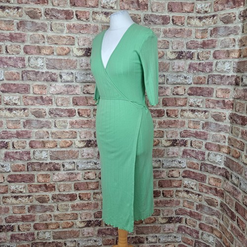 Mads Norgaard Dalis Dress Knitted Wrap Small Light Green UK 10 Knee Length - New - Picture 6 of 14