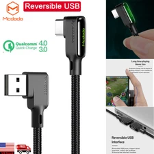 MCDODO 90 Degree Elbow QC4.0 3.0 Fast Charging Braided Type C USB Charger Cable