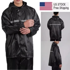 Men's Waterproof Hooded Jackets Pant Gear Rain Suits Raincoat Heavy Duty Gear