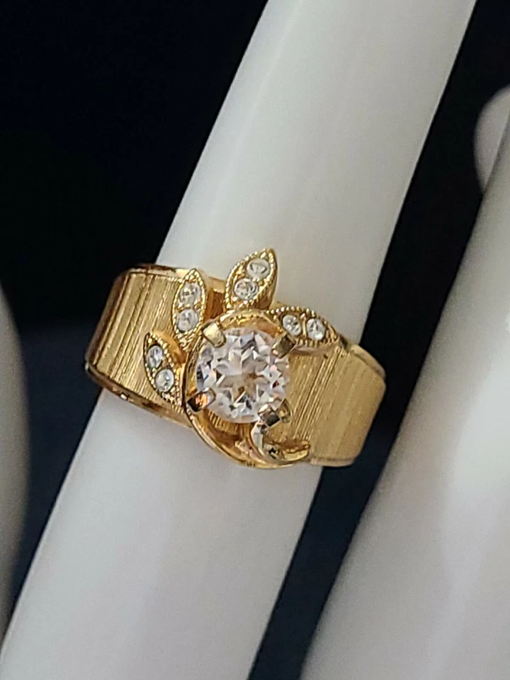 Anillo de cristal relleno de oro amarillo de 18k talla 6 Foto 2 de 4