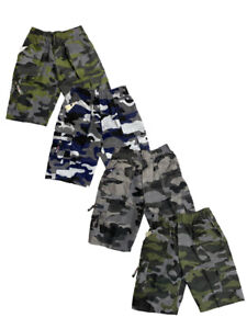 BOYS KIDS SHORTS CAMOUFLAGE ARMY COMBAT CARGO SHORTS 3-14 YEARS POCKETS COTTON