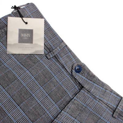 Meyer MMX NWT Chinos / Casual Pants Size 33 US Lupus In Gray Plaid Cotton Blend