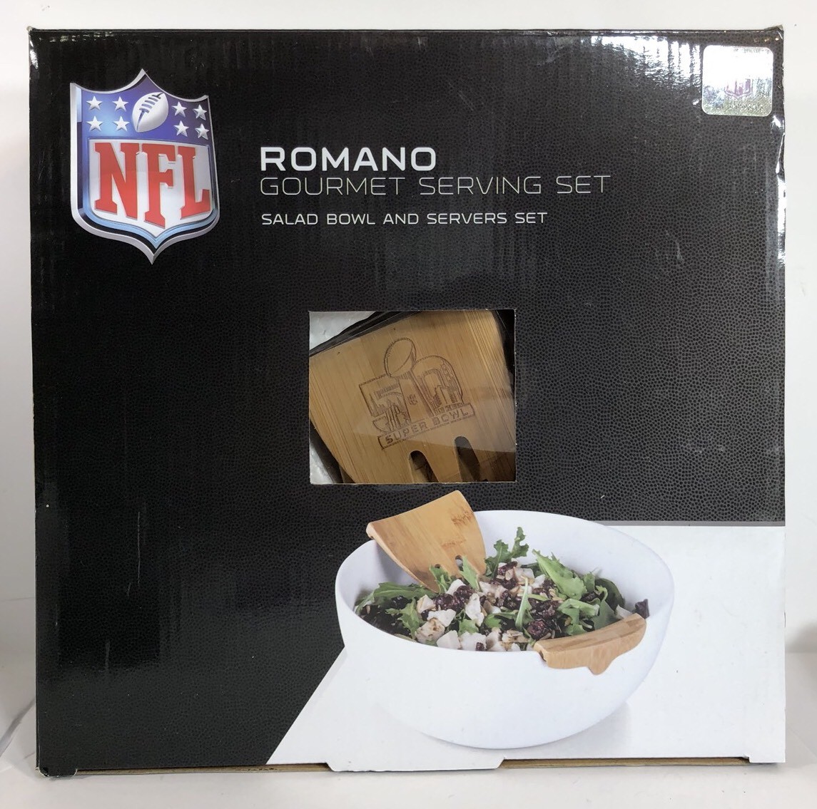 NEW NFL Romano Super Bowl 50 Gourmet Serving Set Salad Bowl and Bamboo  Servers