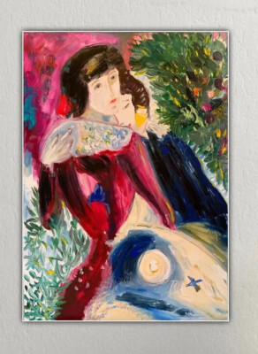 Marc Chagall Impressionist Style Oil Painting On Canvas 50x70cm   Les Amoureux 