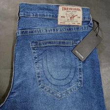 True Religion Men`s Ricky Relaxed Straight Jeans Size 38x34 Medium Wash