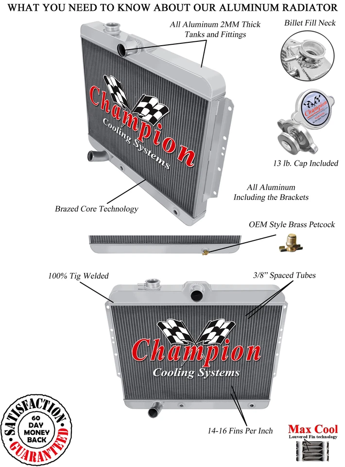 RS Champion 3 Row Radiator for 1959 1960 Cadillac Commercial Chassis #CC59CAD - Image 3 of 4