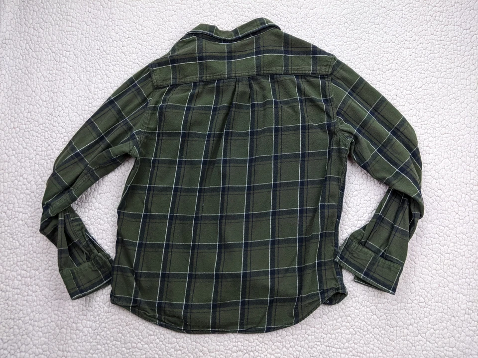 Matix Mens M Green Black White Flannel Shirt Plaid Cotton Spred Collar - Image 4 of 4