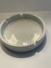 White Porcelain Three Slot Ashtray 4 3/4”