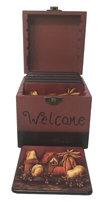 Crazy Mountain Set Of (6) Fall Primitive Coaster Set Home Decor