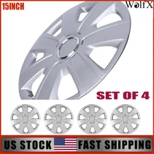 15" 4Pc Silver Wheel Covers On Full Snap Hubcaps Caps For R15 Tire & Steel Rim