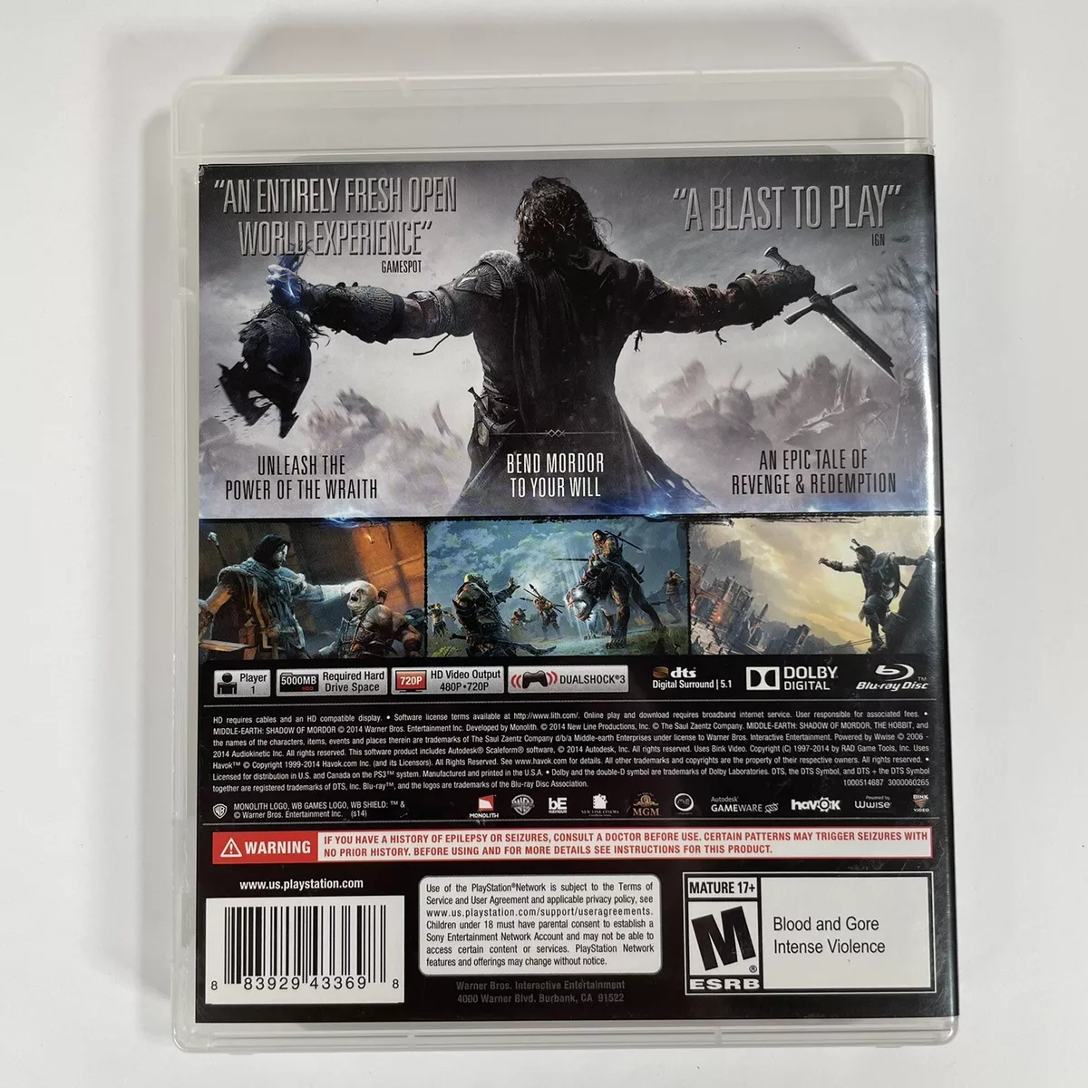 Игра Middle-Earth: Shadow of Mordor (PS3, ps3 games discs used