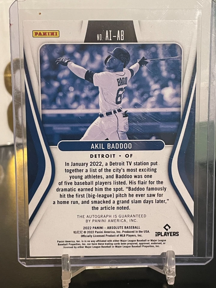 2022 ABSOLUTE #AI-AB AKIL BADDOO TIGERS ABSOLUTE INK AUTO #51/99 PACK FRESH - Image 2 of 2
