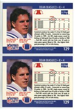 1990 Pro Set #129 Dean Biasucci (Colts)(Partial PAT ATT on back)