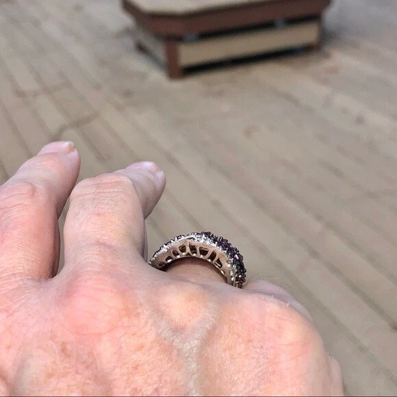 935 Silver With Simulated 7.95TCW Ruby & Sapphire Huge Party Wear Ring For Woman - Image 4 of 4