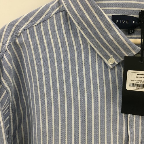 NEW Mens 3XL FIVE FOUR Valmont Dress Shirt Blue Striped XXL -SUPERB- 8c - Picture 2 of 7