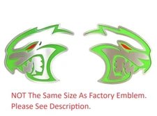Stainless Green Hellcat Redeye Fender Badge Emblems For 2015-23 Dodge Challenger
