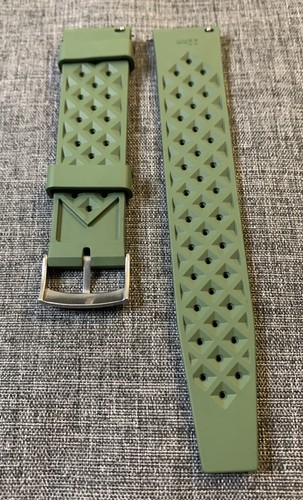 2nd Gen FKM Premium Rubber Sports Watch Strap Green 20/22mm Tropical Waterproof - Picture 5 of 5