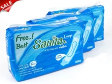 3x SANITARY NAPKINS LOOPED POSTPARTUM PATIENTS AFTER SURGERY FREE BELT 30 PADS.