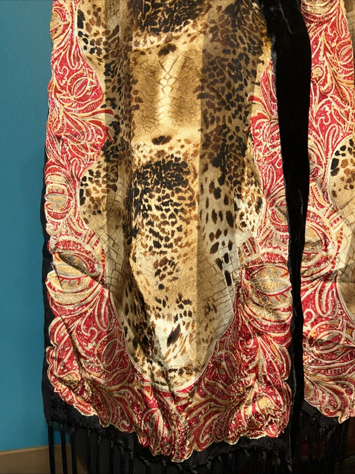 100% Silk Vintage Andrienna Landau Studio Women’s  80-90’s Animal Print - Image 2 of 4