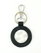 Black Leather KEY FOB w/ Metal Clip  Ring for a Needlepoint Canvas Planet Earth