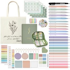 110 Pcs Bible Study Supplies Bible Journaling Kit with Canvas Tote Bag Pen Ca...