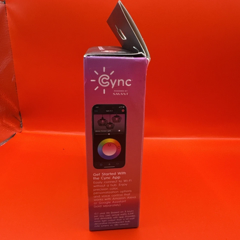 GE CYNC Smart Color Change Bulbs WiFi Compatible w Alexa & Google E12 Candelabra - Image 2 of 4