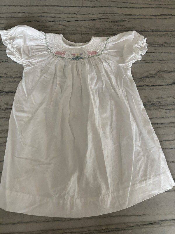 Vive La Fete Girls White Smocked Dress Size 4T