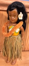 Vintage Hawaiian 1960 Hula Doll Grass Skirt 6" Sleep Eyes Open/Close