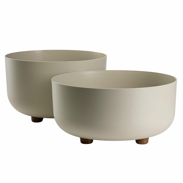 Howhomely ÜBertopf BlumenküBel 2Er Set Blumentopf Mit FüßEn Pflanzentopf Beige-image