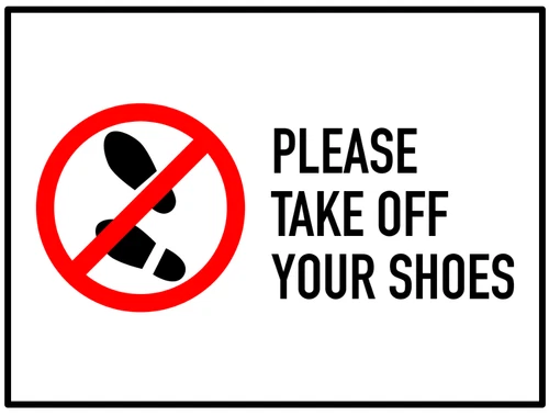 No Shoes Please Take Off Shoe Self Adhesive Sticker