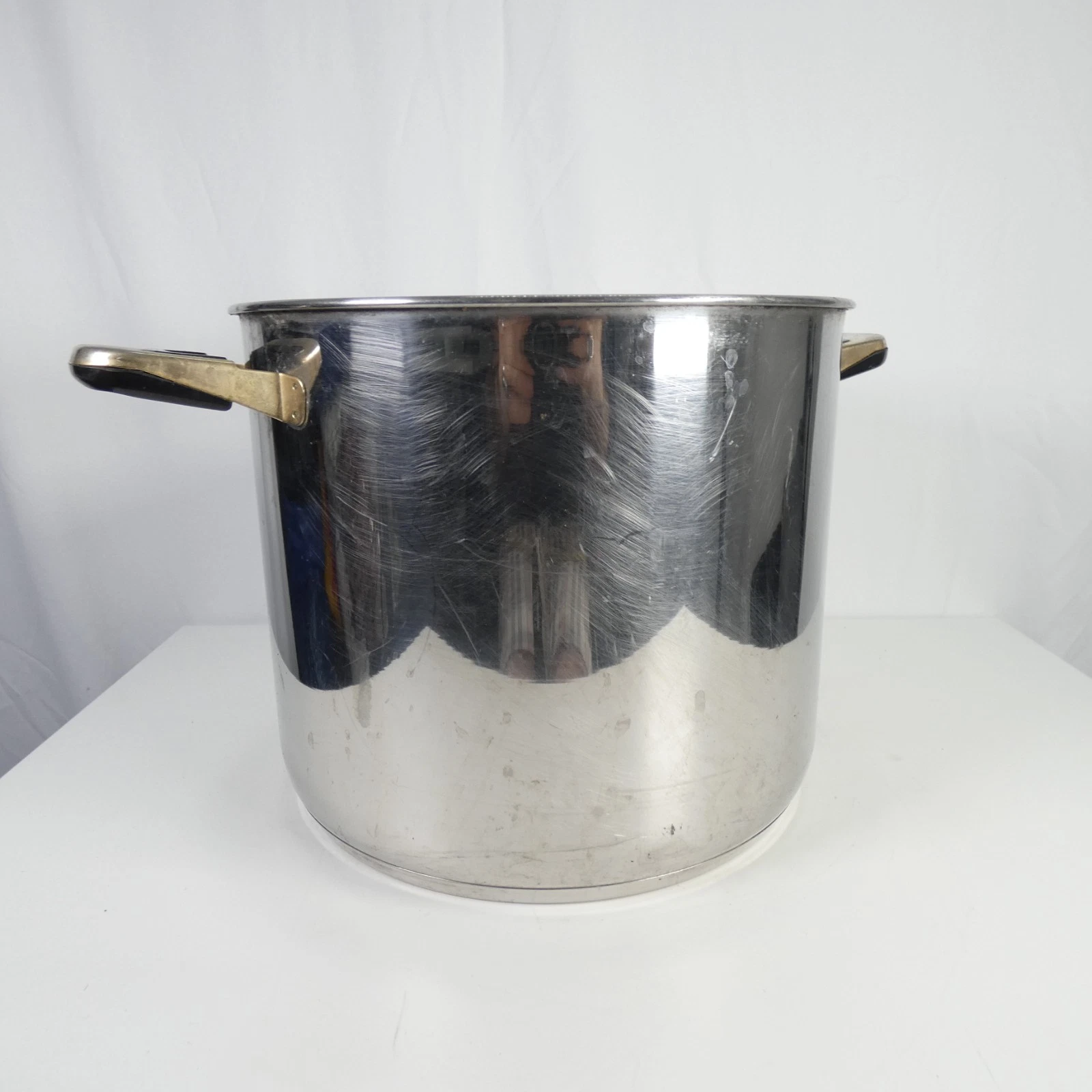 LARGE POT PAN 18/10 STAINLESS STEEL Gold Plated Handles Germany Eurocook