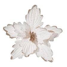 10 PCS Glitter Poinsettias Artificial Christmas Flowers 10pcs 8.7" Cream White
