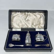 Walker & Hall Silver Played Condiment Set