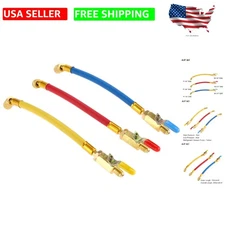 Easy Connect HVAC Charging Hoses - R134A R410A with Solid Brass Valves, 9.8 Inch