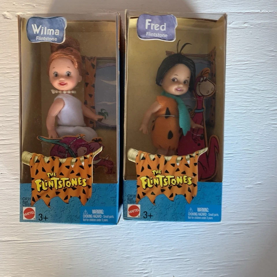 Rare Set 4 The Flintstones Barney Betty Wilma Fred Rubble’s Kelly Barbie Mattel - Image 3 of 4