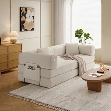 78.8" Belfin Modular Sectional Sofa Bed w/ Chenille Fabric Cream