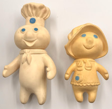 Vintage Pillsbury Doughboy Poppin' Fresh  Poppie 1971 1972 Squeeze Dolls Pair