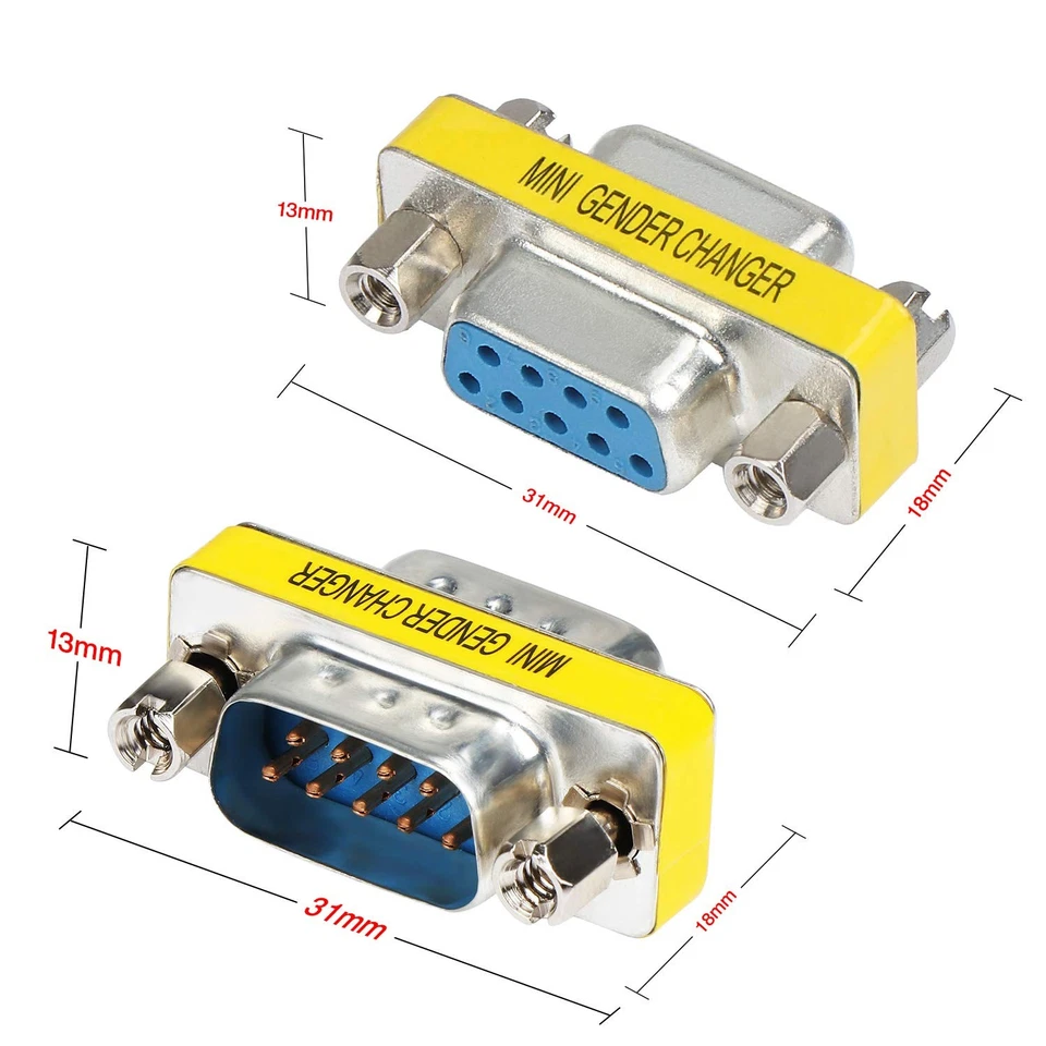 9 Pin RS-232 DB9 Male to Male Female to Female Serial Cable Gender Changer Co... - Image 3 of 4