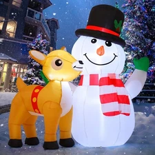 5.2ft Christmas Snowman Inflatables Outdoor Decorations, Blow Up Snowman Rein...
