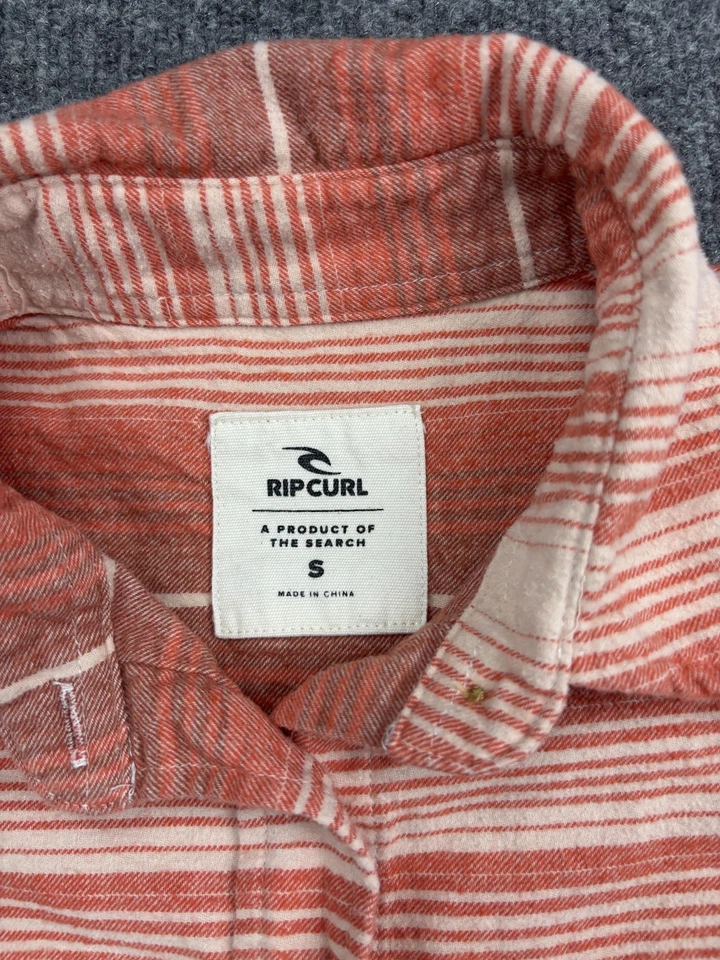 Rip Curl Shirt Mens Small Red White Stripe Button Front Cotton Casual 01YWSH - Image 2 of 4