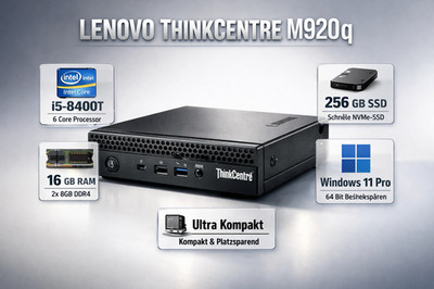 Lenovo ThinkCentre M920q Mini PC | i5-8400T | 16GB 256GB M.2 | WiFi | Computer  