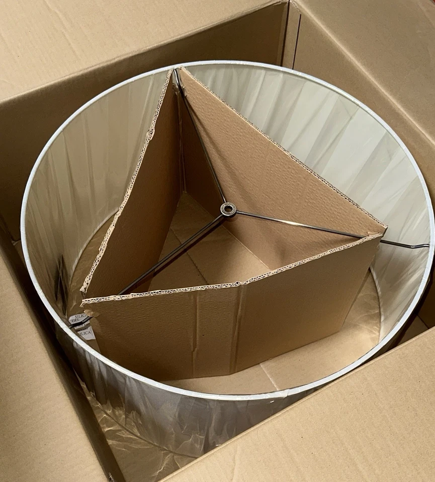 Restauración Hardware Off White Tambor Francés Grande Redondo Lámpara Pantalla 6860-0141 Foto 3 de 4