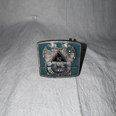 Vintage Masonry Belt Buckle-Masonic 32nd SPES MEA IN DEO EST- Made in USA
