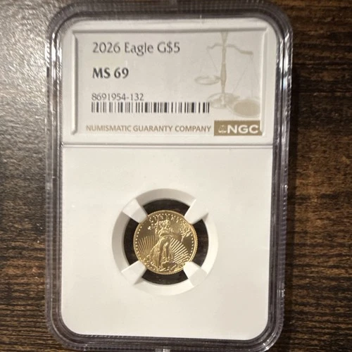 U.S. Mint American Eagle Gold G$5 2026 NGC MS 69 Business Strike Bullion Coin