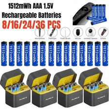 8/16/24/32PCS 1.5V Rechargeable AAA Batteries Lithium 1512mWh  with Fast Charger