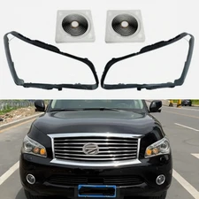 Pair Front Headlight Lamp Lens Cover +Glue Set For INFINITI QX56/QX80 2011-2014