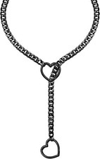 Heart O Ring Slip Chain Necklace for Women,Punk Gothic Stainless Steel Love Cuba