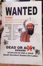Postcard Wanted Poster Dead Osama Bin Laden Reward September 11 2001 Afghanistan